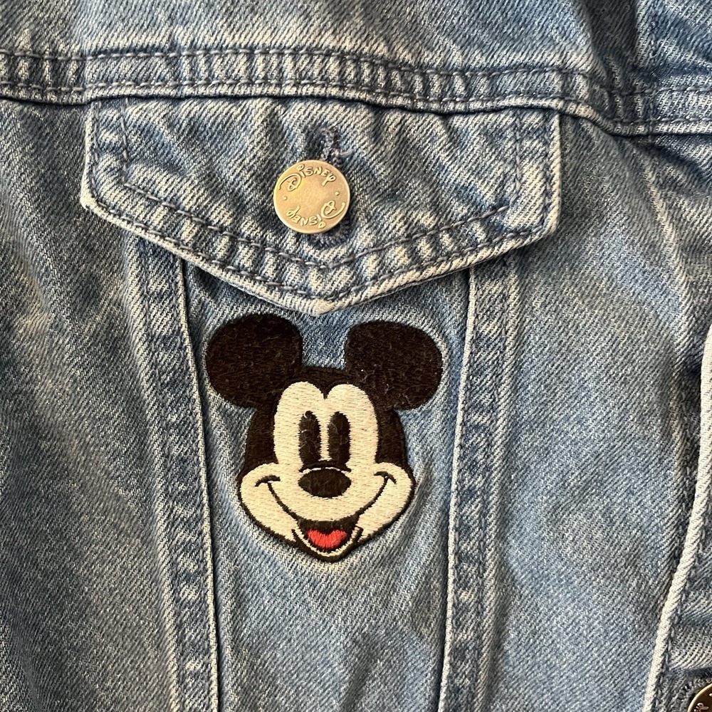 Vintage Disney Jean Jacket Kids Size 6 Mickey Mouse Retro Embroidered Patches - Picture 5 of 12